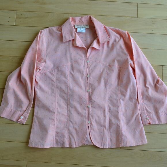 Vintage Norm Thompson Pink Button Down Shirt Size 10 - Picture 1 of 4